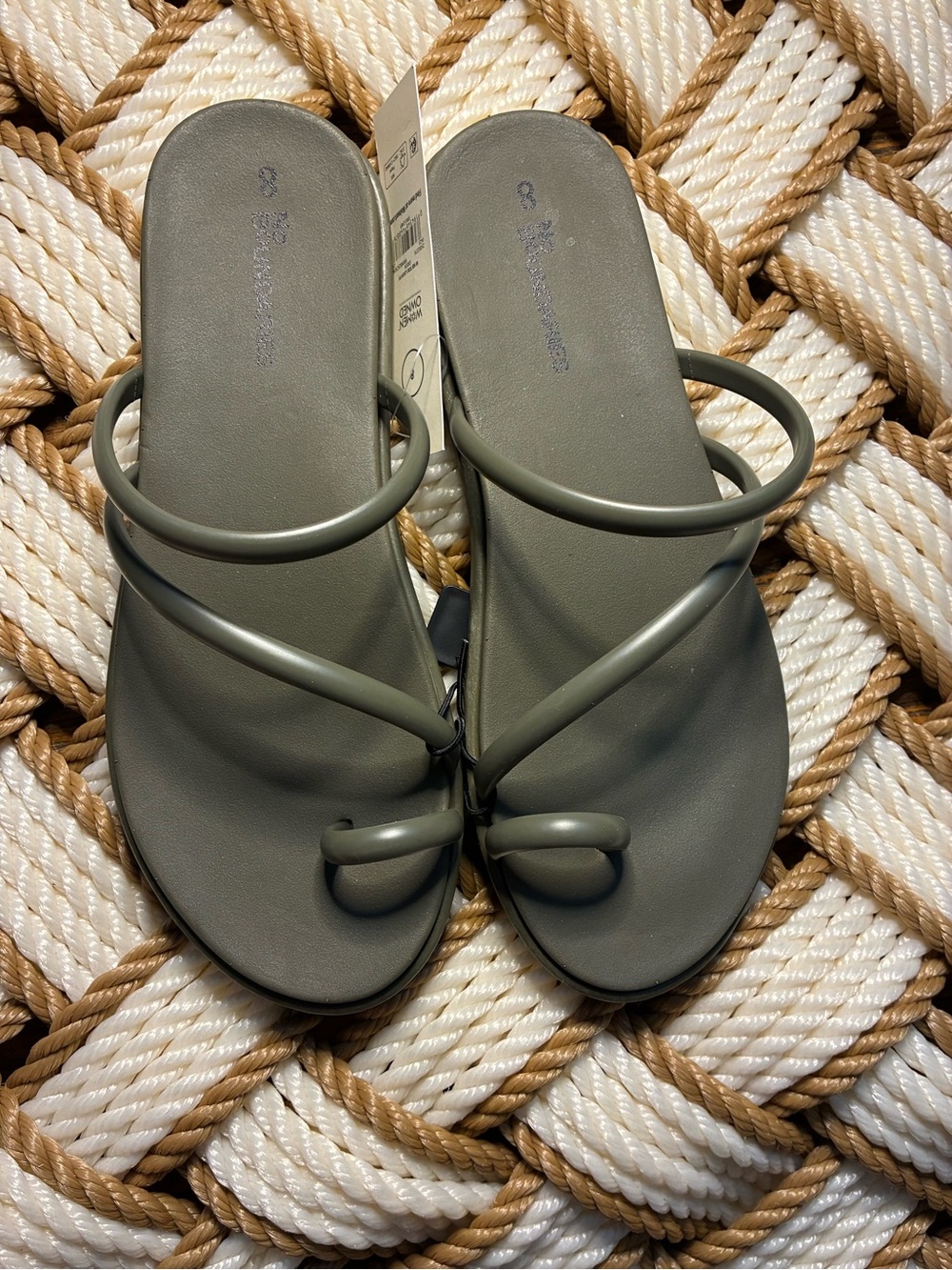 Olive Green Strappy Toe-Ring Sandals - Women